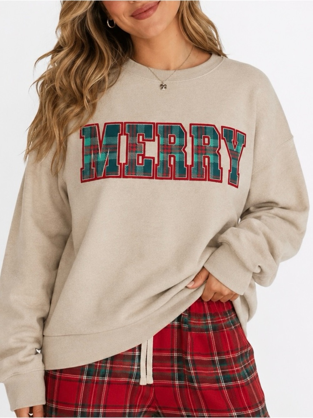 State of Mine Merry Plaid Holiday Sweatshirt Large